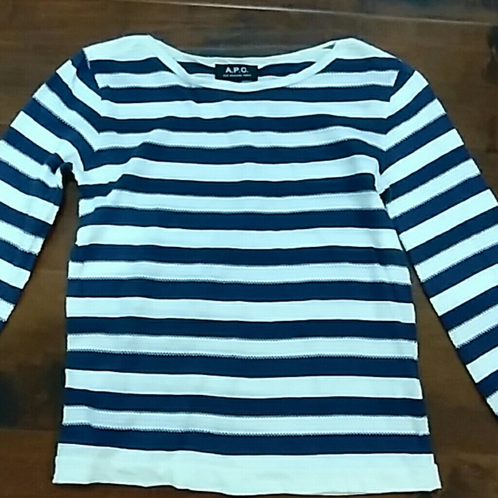 A. P. C. SHIRT BOAT NECK STRIPED BLUE/WHITE S